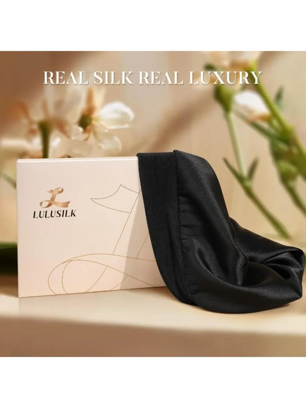 Silk Sleep Bonnet for Women & Men - Soft Mulberry Silk Hair Protection, Black